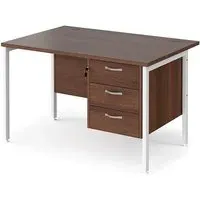 Moline 1200mm Computer Desk with 3 Drawers - Walnut White