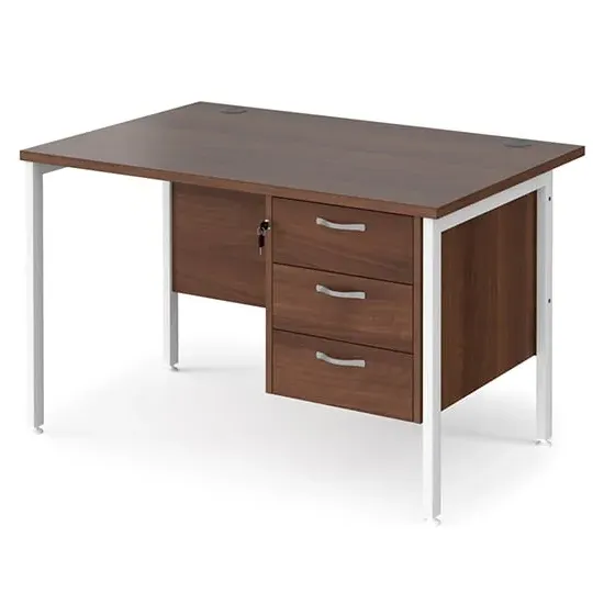 Moline 1200mm Computer Desk with 3 Drawers - Walnut White