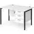 Moline 1200mm Computer Desk with 3 Drawers - White