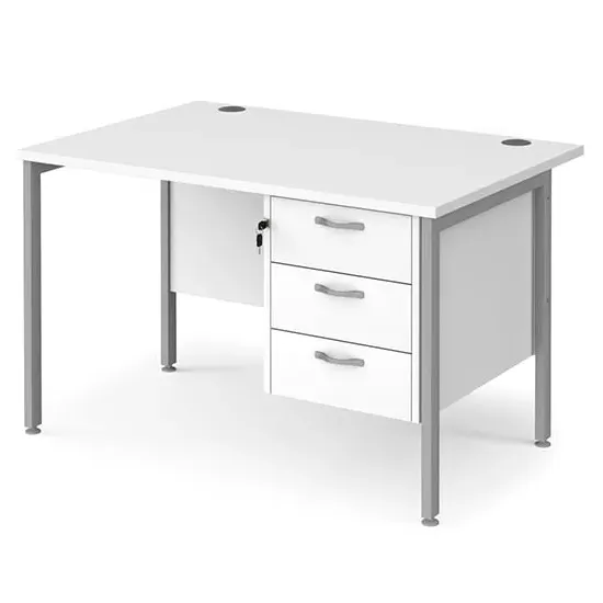 Moline 1200mm Computer Desk with 3 Drawers - White