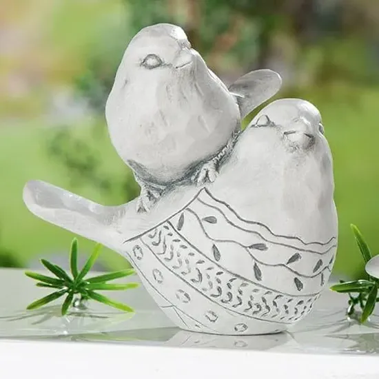 Moline Ceramics Bird With Baby Modelo Sculpture - Grey