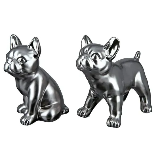 Moline Ceramics Bulldog Cantus Sculpture - Silver