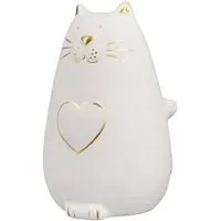 Moline Ceramics Cat Kitty With Heart Sculpture - White