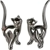 Moline Ceramics Cat Mika Sculpture - Silver