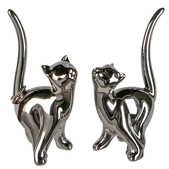 Moline Ceramics Cat Mika Sculpture - Silver