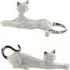 Moline Ceramics Cat Mil Ly Sculpture - White, Silver