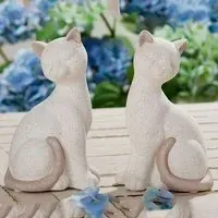 Moline Ceramics Cat Olbia Sculpture - Brown, Cream