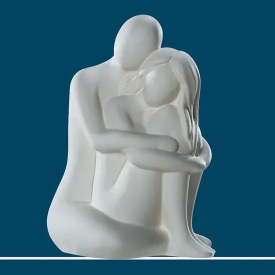 Moline Ceramics Couple Cuddling Sculpture - Cream