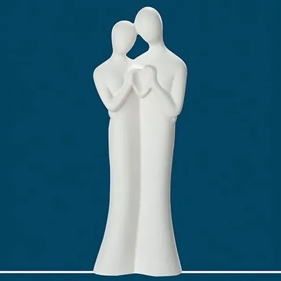 Moline Ceramics Couple Greetings Sculpture - White