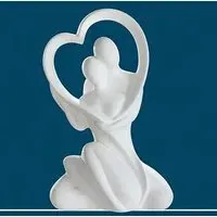 Moline Ceramics Couple Heart Sculpture - White