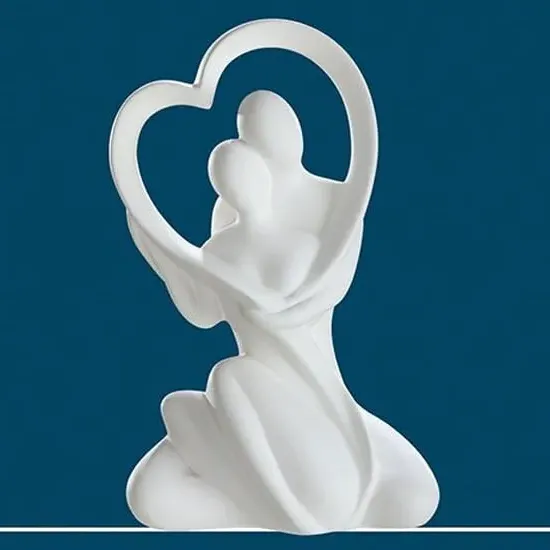 Moline Ceramics Couple Heart Sculpture - White