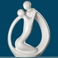 Moline Ceramics Couple Partner Circle Sculpture - White