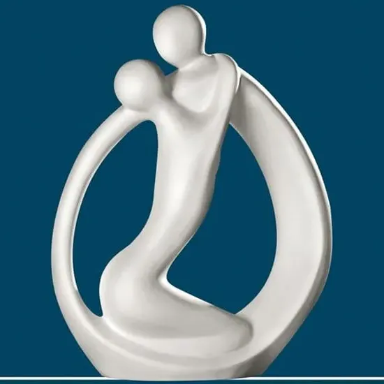 Moline Ceramics Couple Partner Circle Sculpture - White