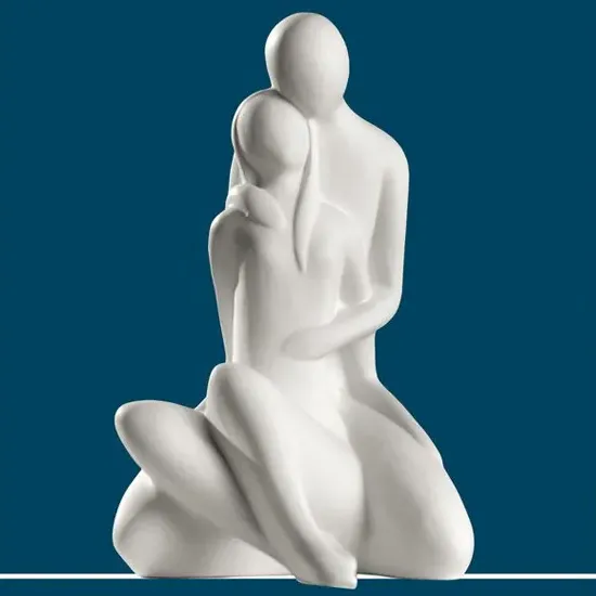 Moline Ceramics Couple Pliant Sitting Pack Sculpture - White