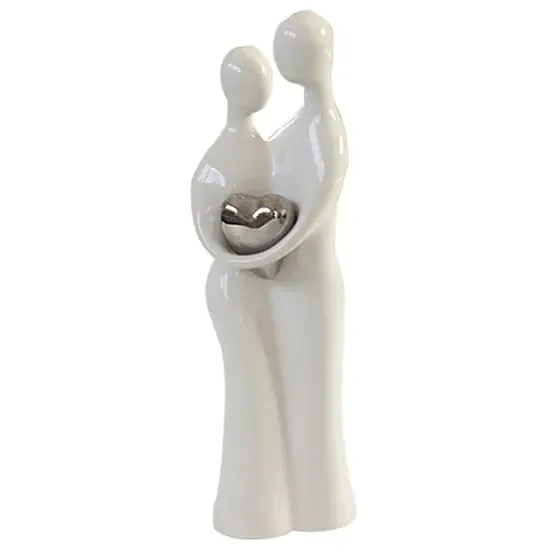 Moline Ceramics Couple Sculpture Large - White, Silver