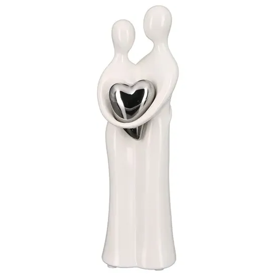Moline Ceramics Couple Sculpture - White, Silver product