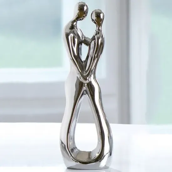 Moline Ceramics Francis Couple Look Of Love Sculpture - Silver