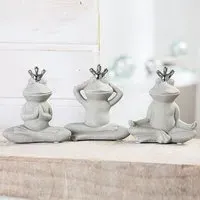 Moline Ceramics Frog Yoga Sculpture - Grey