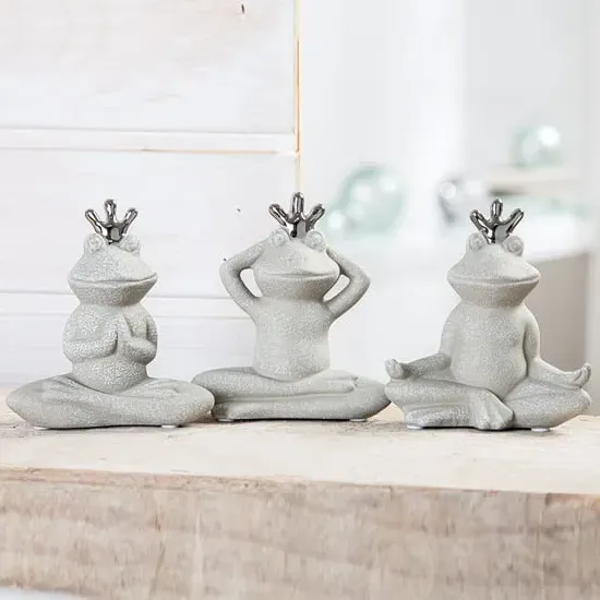 Moline Ceramics Frog Yoga Sculpture - Grey