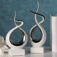 Moline Ceramics Infinity Sculpture - White, Silver