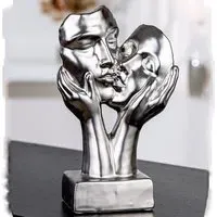 Moline Ceramics Kiss Sculpture - Silver