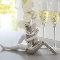 Moline Ceramics Love Story Sculpture - White, Silver