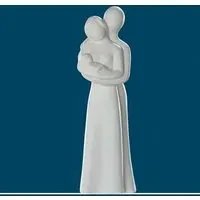 Moline Ceramics Parents with Baby Sculpture - White