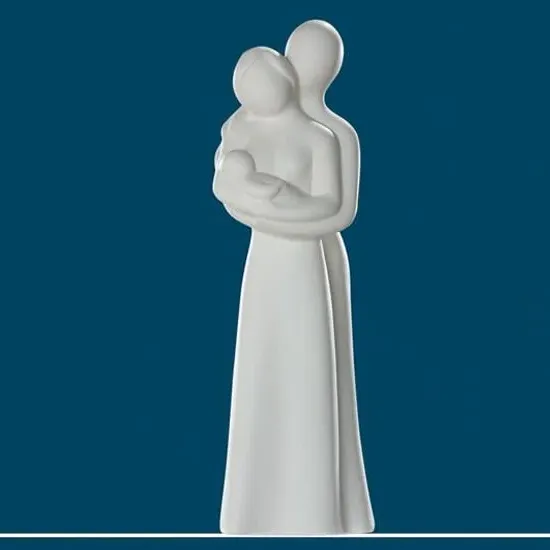 Moline Ceramics Parents with Baby Sculpture - White