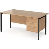 Moline Computer Desk with 3 Drawers - Beech