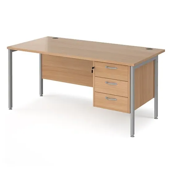 Moline Computer Desk with 3 Drawers - Beech