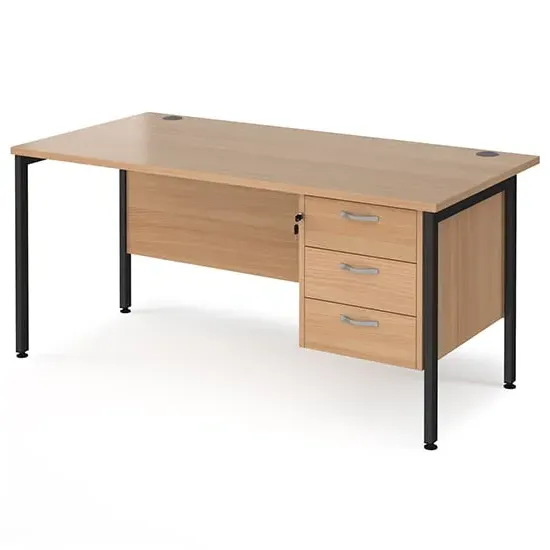 Moline Computer Desk with 3 Drawers - Beech image