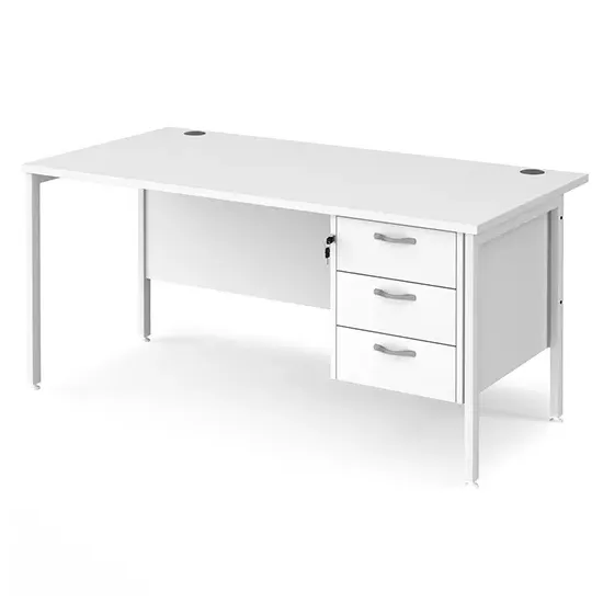Moline Computer Desk with 3 Drawers - White