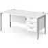 Moline Computer Desk with 3 Drawers - White