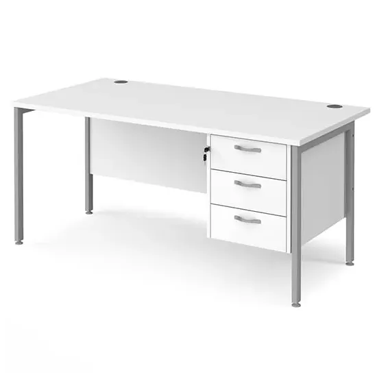 Moline Computer Desk with 3 Drawers - White