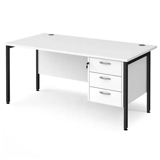 Moline Computer Desk with 3 Drawers - White
