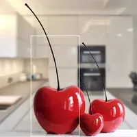 Moline Large Cherry Sculpture - Red, Ceramic