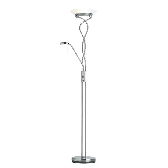 Monaco Mother and Child Floor Lamp with Dimmer - Satin Chrome
