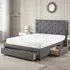 Monet Double Bed Frame with Storage - Dark Grey, Fabric