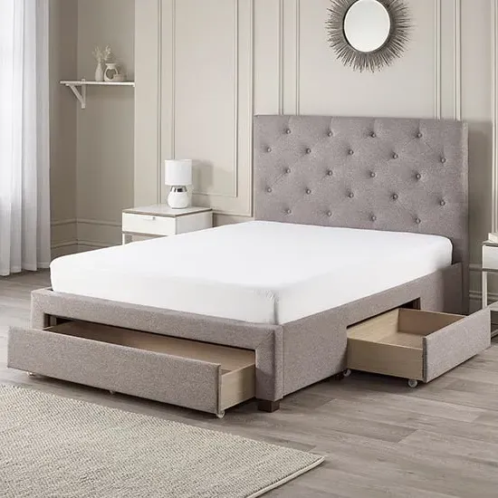 Monet Double Bed Frame with Storage - Grey Marl, Fabric