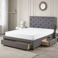Monet King Size Bed Frame with Storage - Dark Grey, Fabric