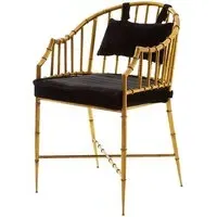 Monora Armchair with Gold Frame - Black, Cotton Velvet