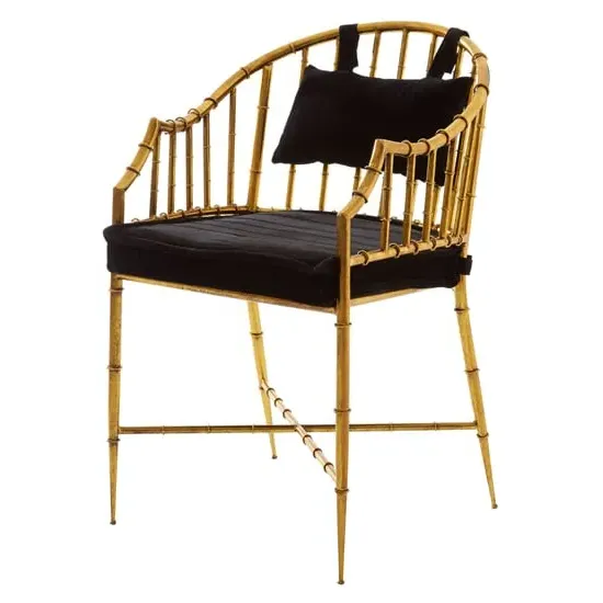 Monora Armchair with Gold Frame - Black, Cotton Velvet image