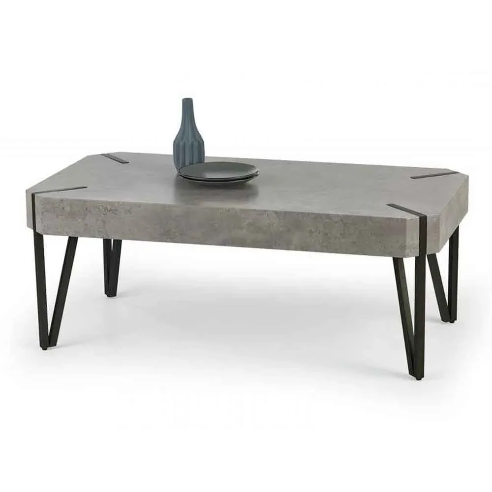 Monroe Stone Effect Coffee Table - Black, Metal product