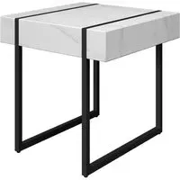 Montauk Side Table - White Marble Effect, MDF