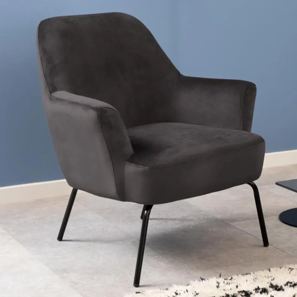 Montclair Lounge Chair with Black Legs - Dark Grey, Velvet image