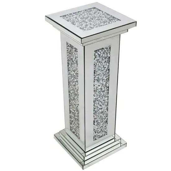 Montrez Tall Pillar Side Table - Mirrored Glass