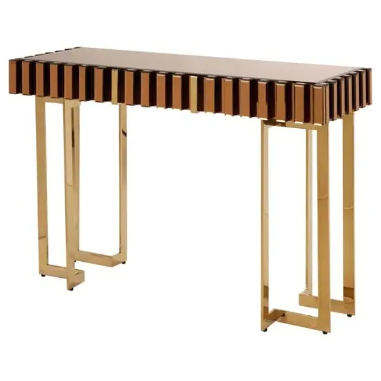 Montuno Mirrored Console Table - Gold, Glass