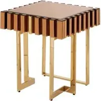 Montuno Mirrored Side Table - Gold, Glass