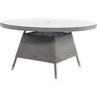 Monx Large Round Garden Dining Table - Mid Grey, Glass
