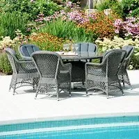 Monx Round Dining Table Set with 6 Armchairs - Charcoal